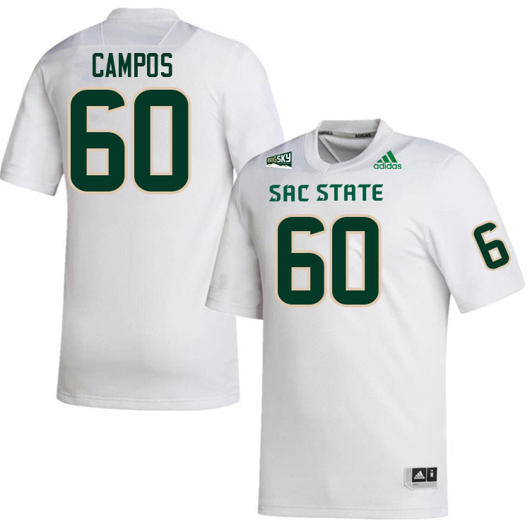 Sacramento State Hornets #60 AJ Campos College Football Jerseys Stitched Sale-White